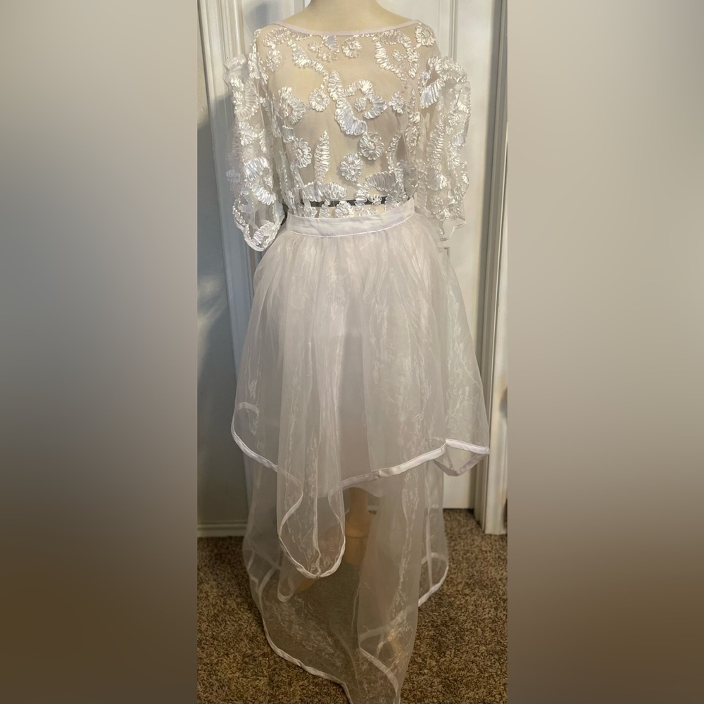 Ashley Stewart Elegant White Sheer Skirt size 12